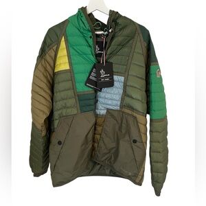 Moncler Men's Green and Brown Patchwork Puffer Jacket